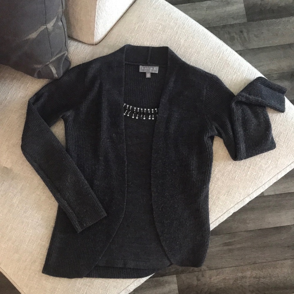 Laura Petites XS Studded Cardigan Sweater